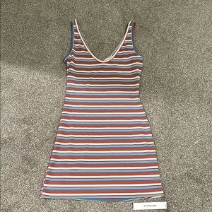 Reformation Red and Blue Striped Mini Dress